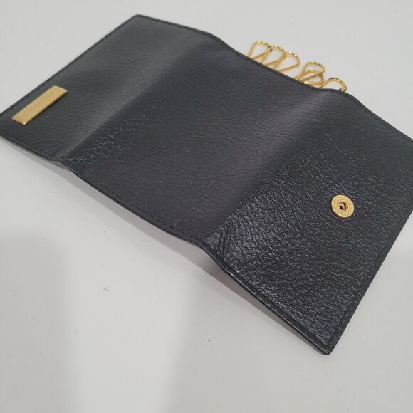 Givenchy Retro Wallet Key Case 6 Hooks Holder Black Trifold Leather Small Logo - Picture 9 of 10